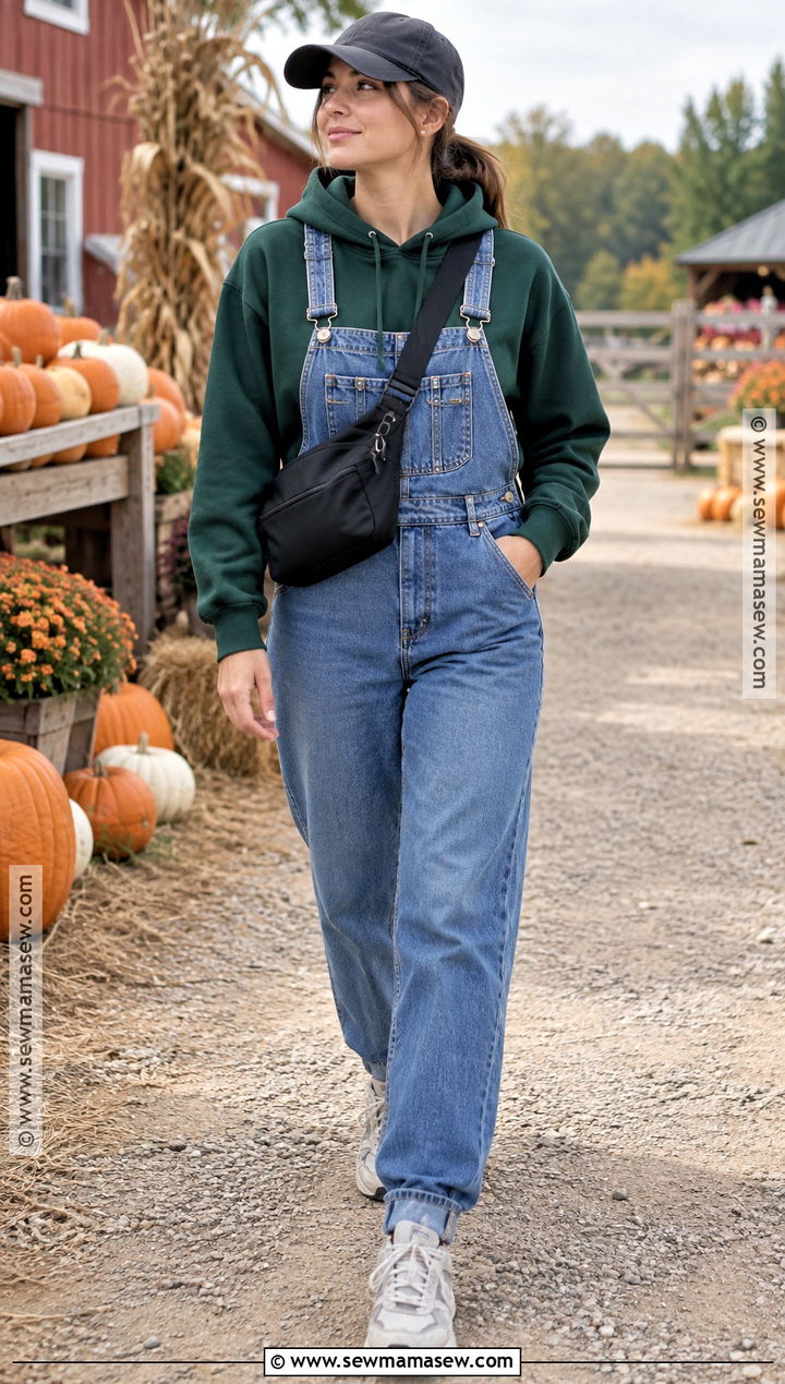 Relaxed Overalls With A Hooded Sweatshirt - 15 Pumpkin Patch Overalls
