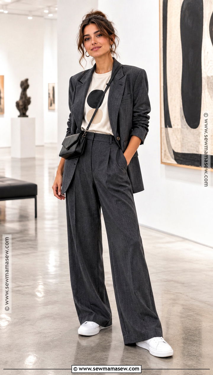 Relaxed Suit And Graphic Tee Outfit - 15 Birthday Party Guest Outfit Casual Fall Ideas