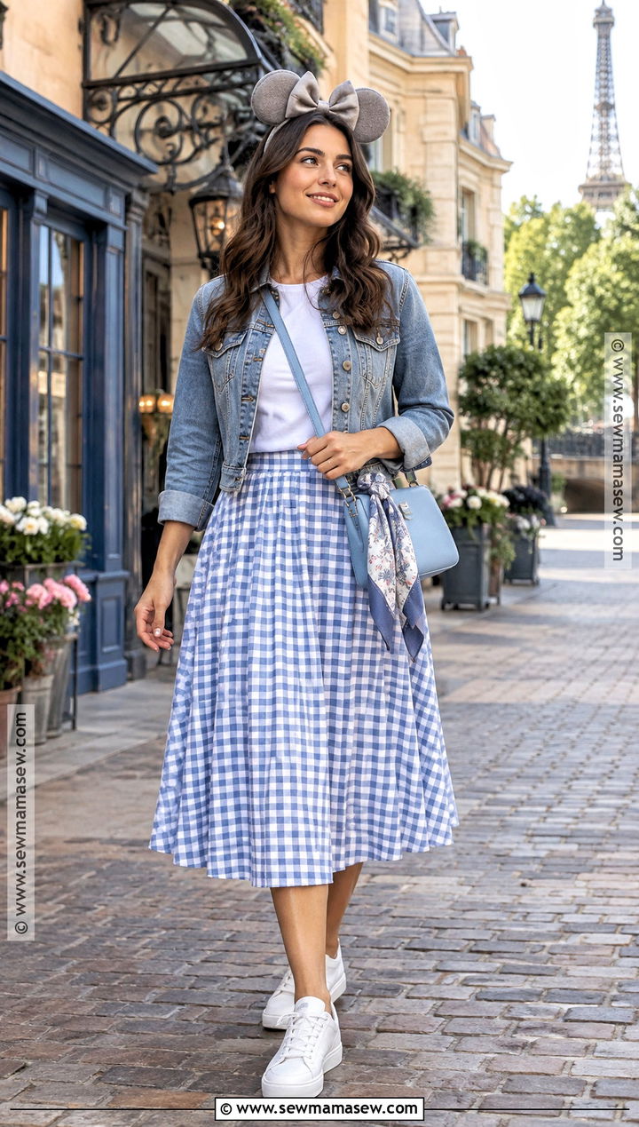 Remy Gingham Skirt And Sneaker Outfit - 15 Epcot Outfit Ideas Fall