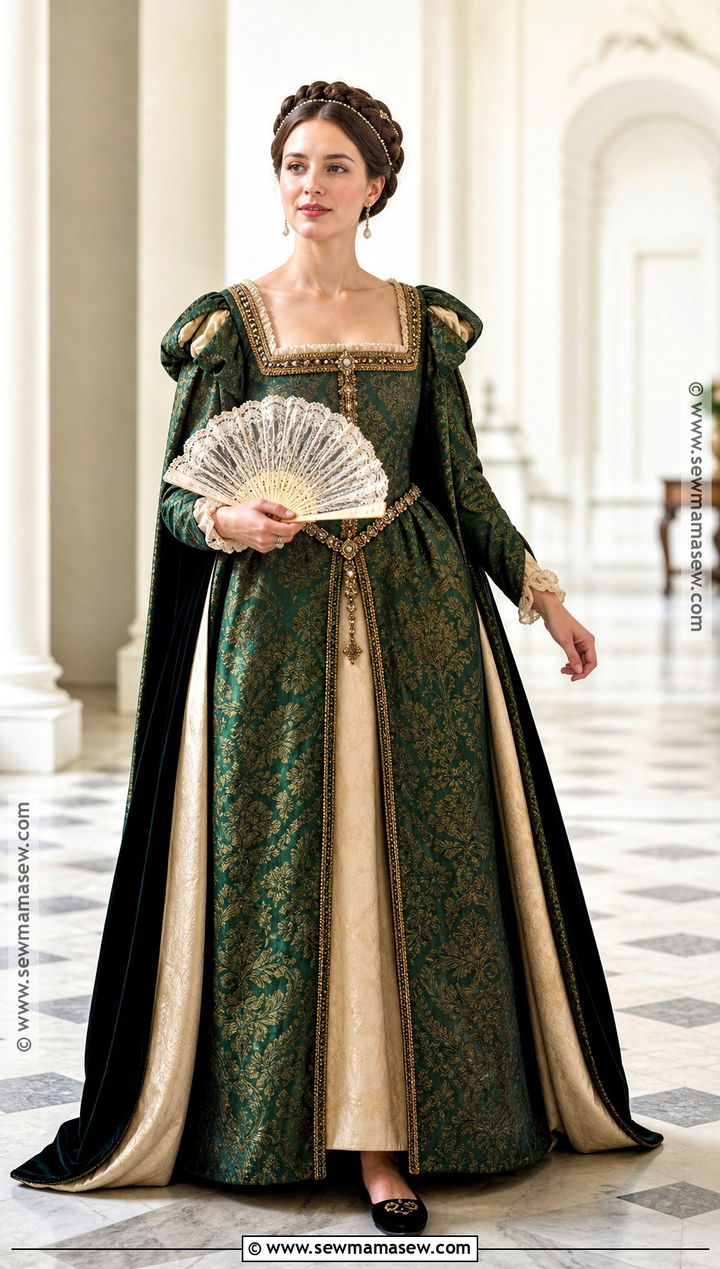 Renaissance Princess Costume With Brocade Dress - 35 Princess Costume Ideas