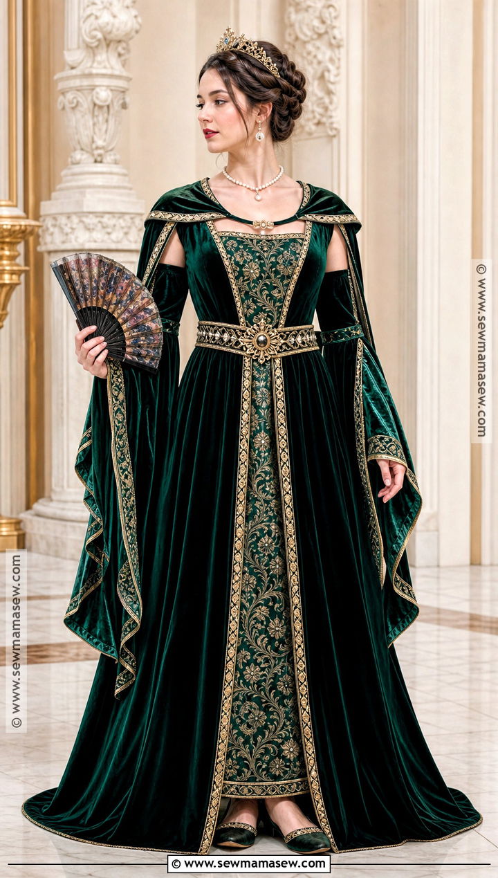 Renaissance Queen Costume With Velvet Gown - 40 halloween costumes for women