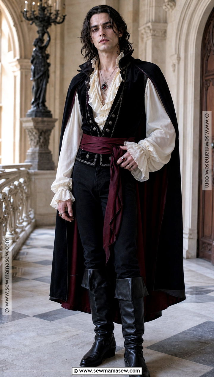 Renaissance Vampire Costume With Ruffled Shirt - 30 Mens Vampire Costume Ideas