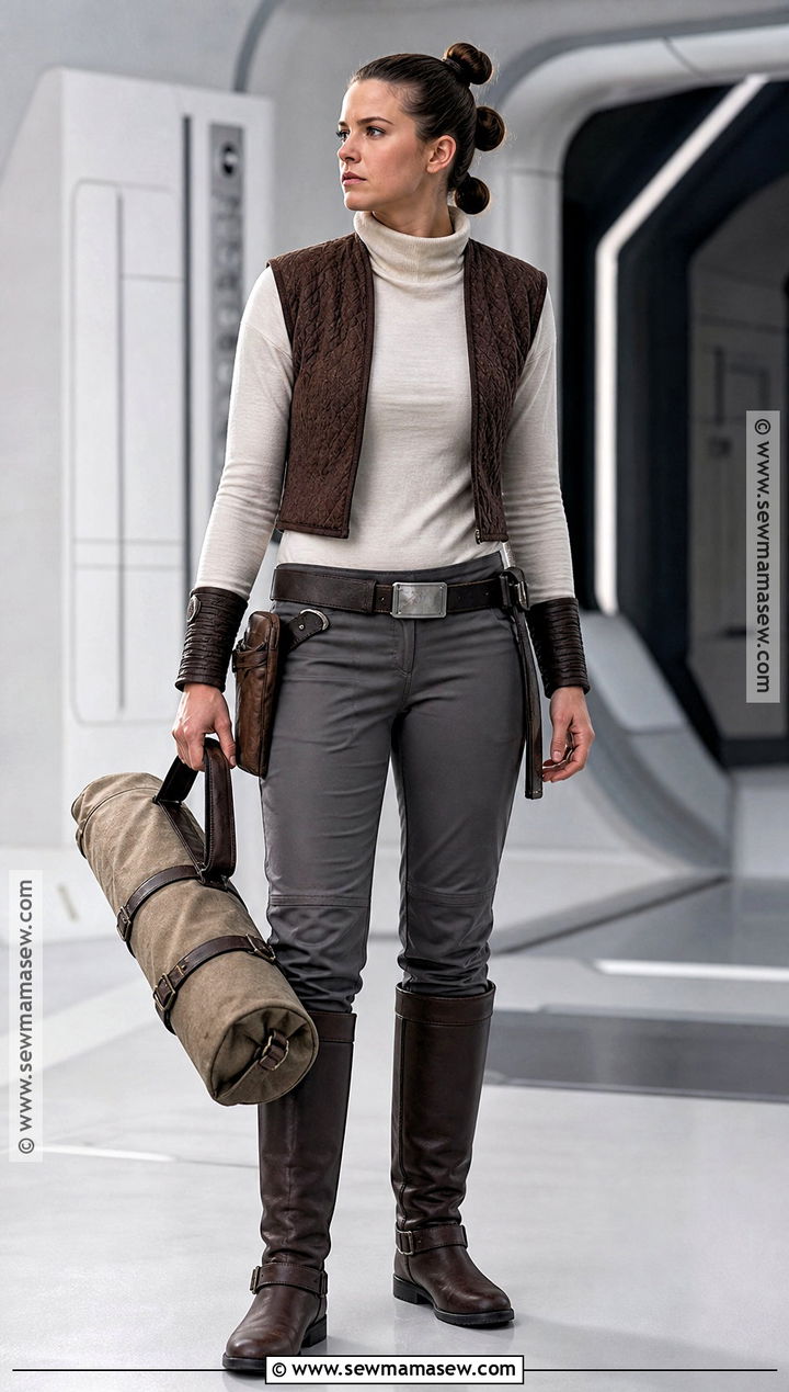 Resistance Base Rey Costume With Brown Vest - 30 Rey Costume Ideas