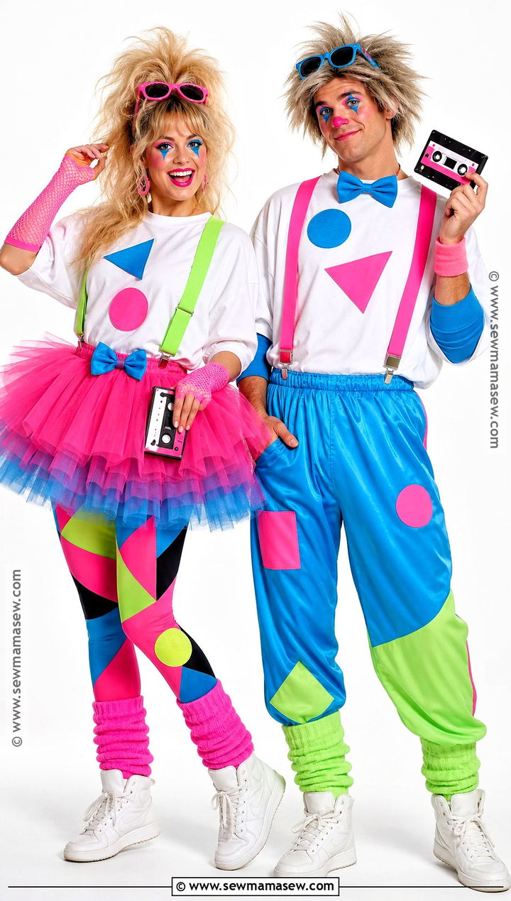 Retro 1980s Clown Couple Costume - 30 clown couple costume ideas