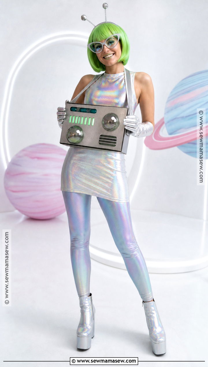 Retro Alien Costume With Metallic Dress - 50 halloween costume ideas