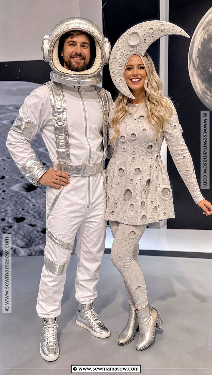 Retro Astronaut And Moon Duo Costume - 40 duo halloween costumes unique
