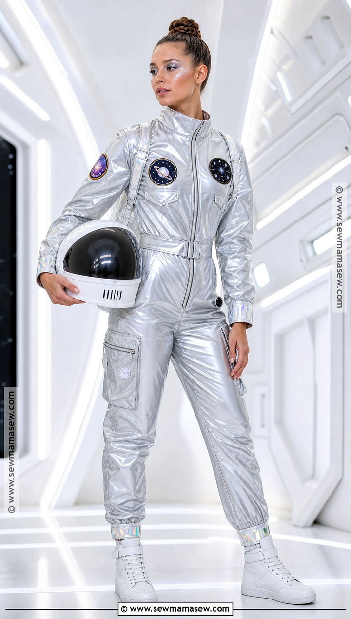 Retro Astronaut Costume With Silver Jumpsuit - 30 Single Halloween Costumes for Women