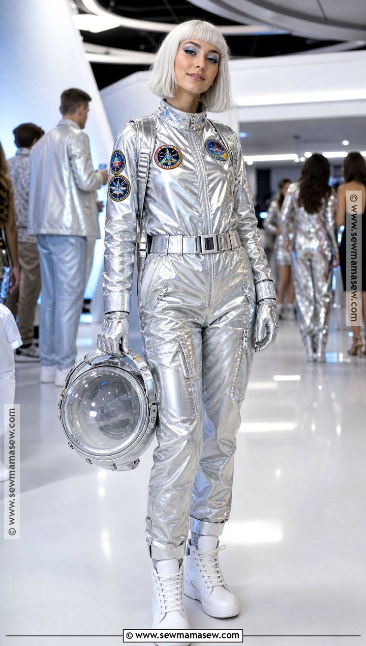 Retro Astronaut Costume With Silver Jumpsuit - 30 Halloween Party Costume Ideas