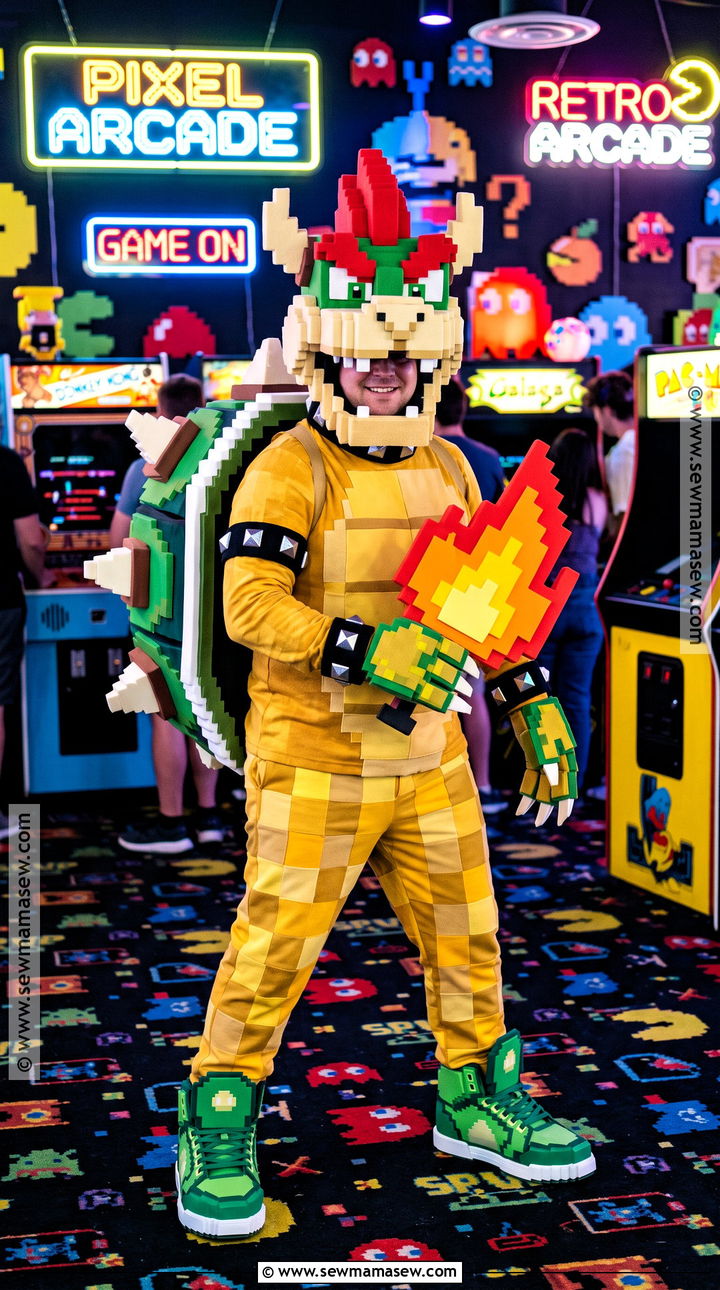 Retro Bowser Cosplay With Pixel Details - 30 bowser cosplay ideas
