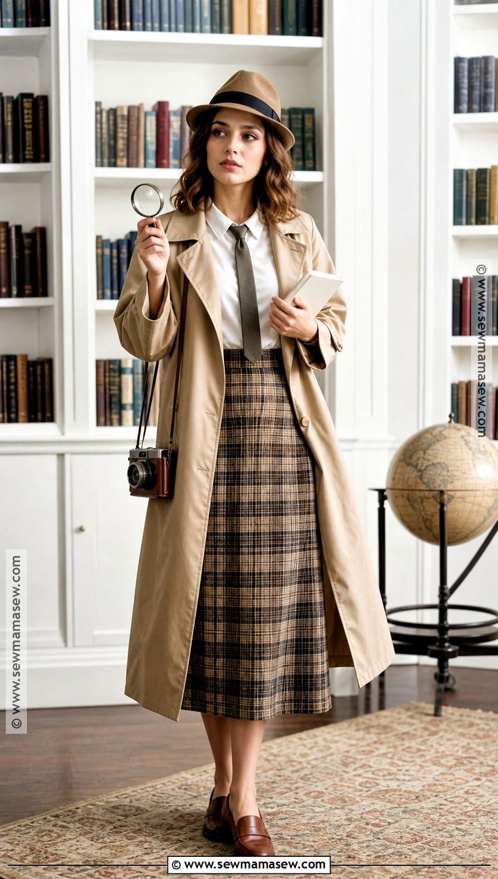 Retro Detective Costume With Trench Coat - 50 halloween costume ideas