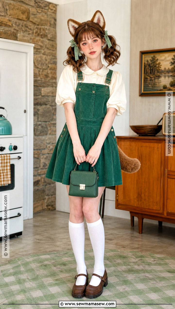 Retro Eleanor Costume With Green Pinafore - 35 Alvin And The Chipmunks Costume Ideas for Women
