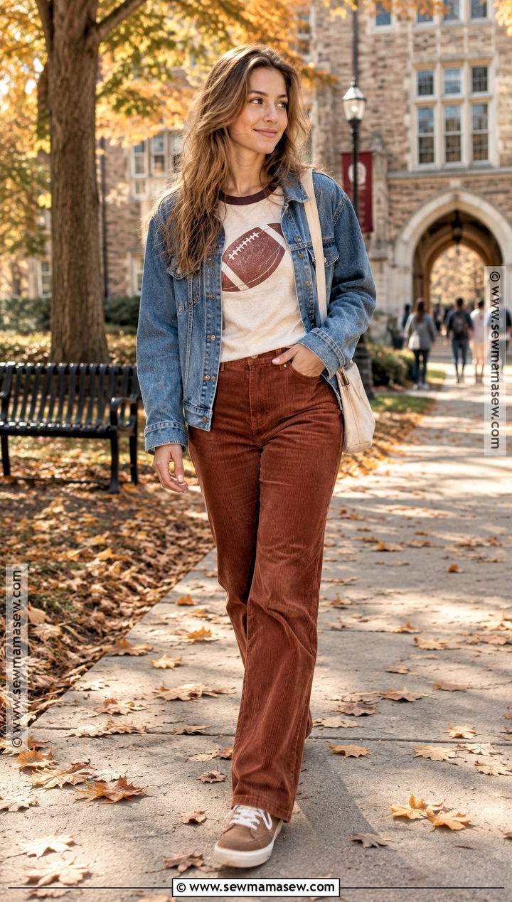 Retro Football Shirt With Corduroy Pants - 15 fall football shirts