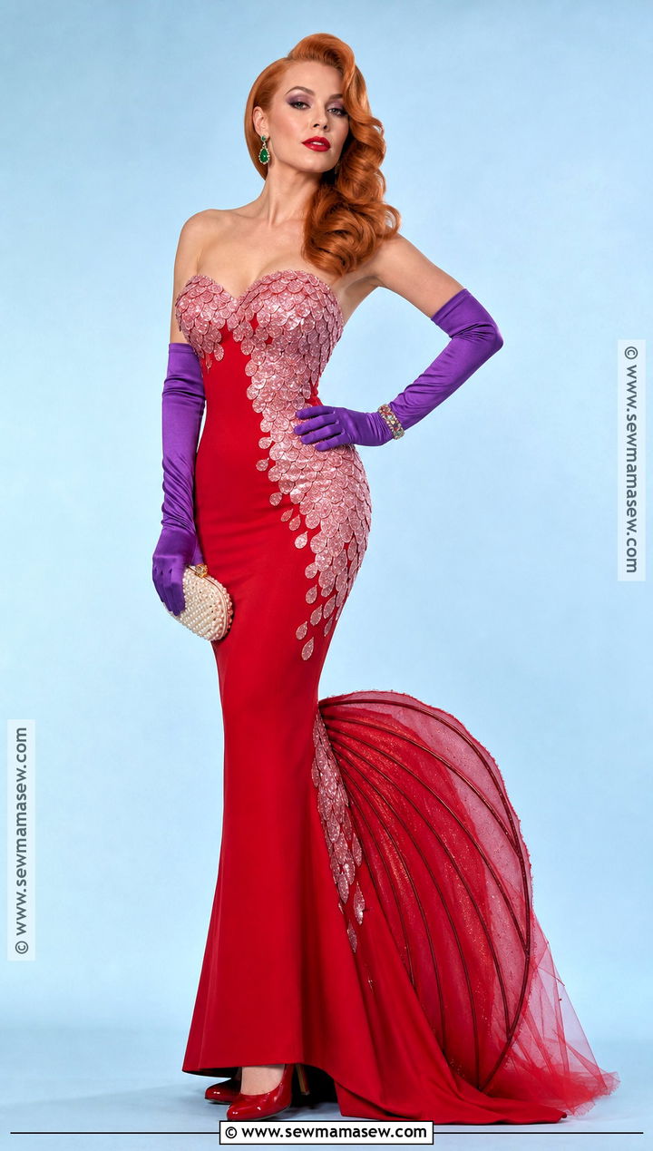 Retro Glam Lola Shark Tale Costume With Red Gown - 35 lola shark tale costume ideas
