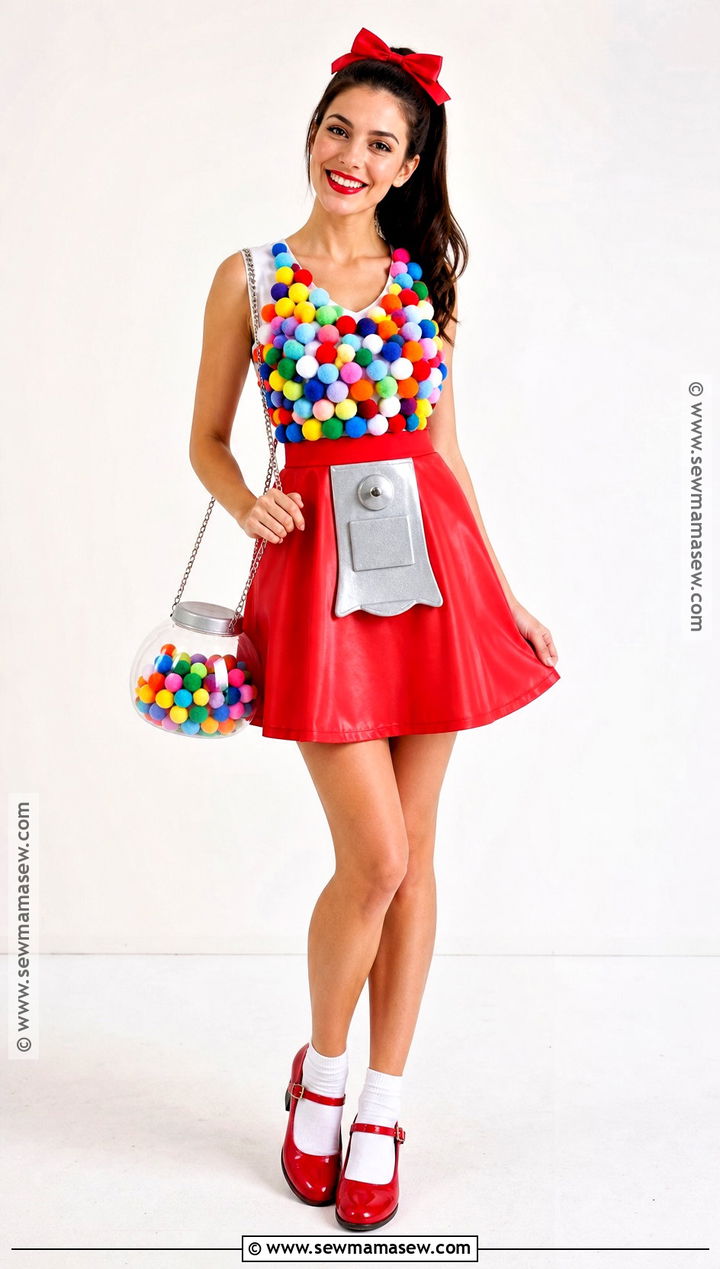 Retro Gumball Machine Candy Girl Costume - 30 Candy Girl Halloween Costume Ideas