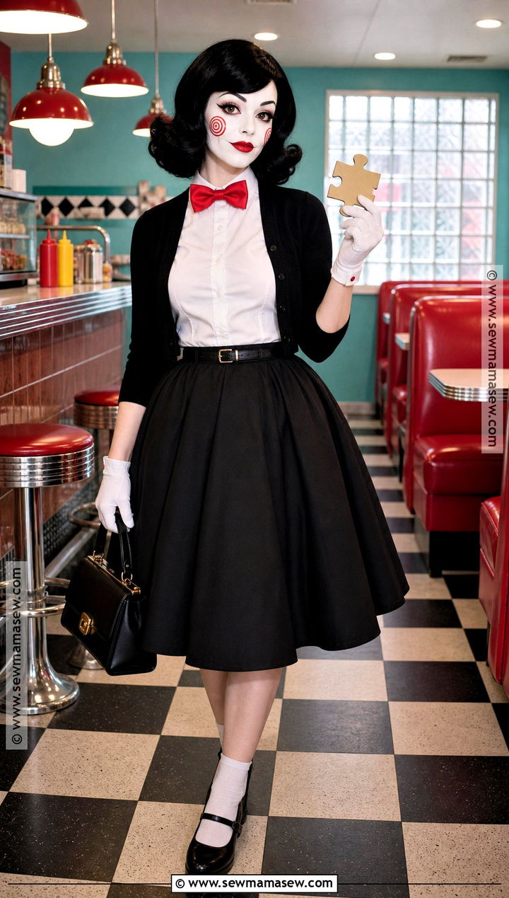 Retro Jigsaw Costume With Circle Skirt - 40 jigsaw costume ideas for women