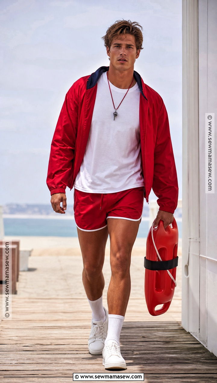 Retro Lifeguard Costume With Red Shorts - 35 halloween costumes male