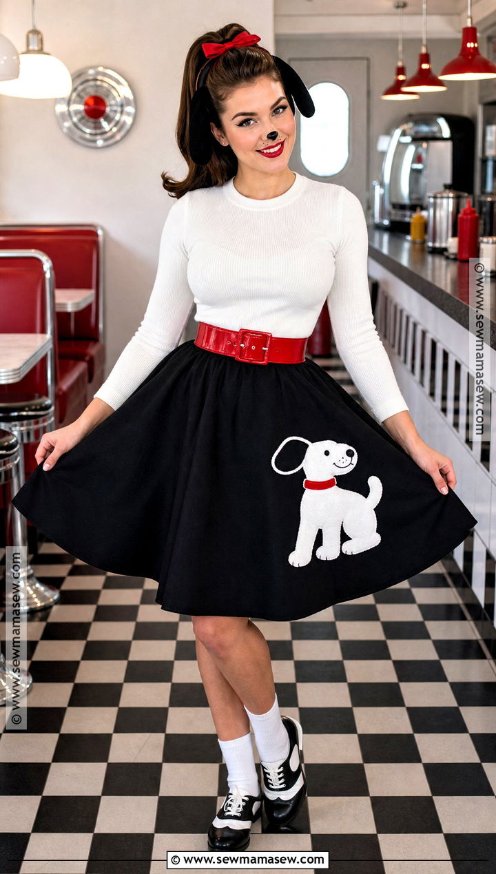 Retro Poodle Skirt Snoopy Costume - 30 Snoopy Costume Ideas for Women