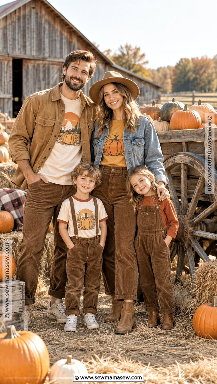 Retro Pumpkin Patch Shirts With Corduroy Pants - 15 pumpkin patch shirts for family