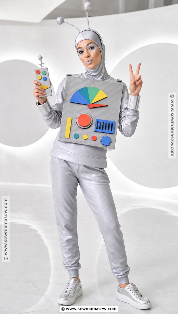 Retro Robot Costume With Silver Clothing - 30 Costume Ideas For Halloween