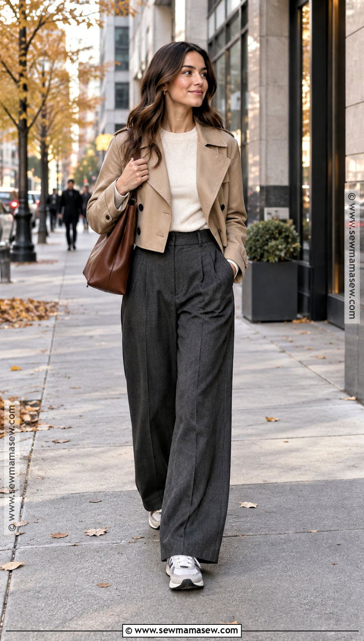 Retro Running Sneakers With Wide Leg Trousers - 15 fall fashion sneakers