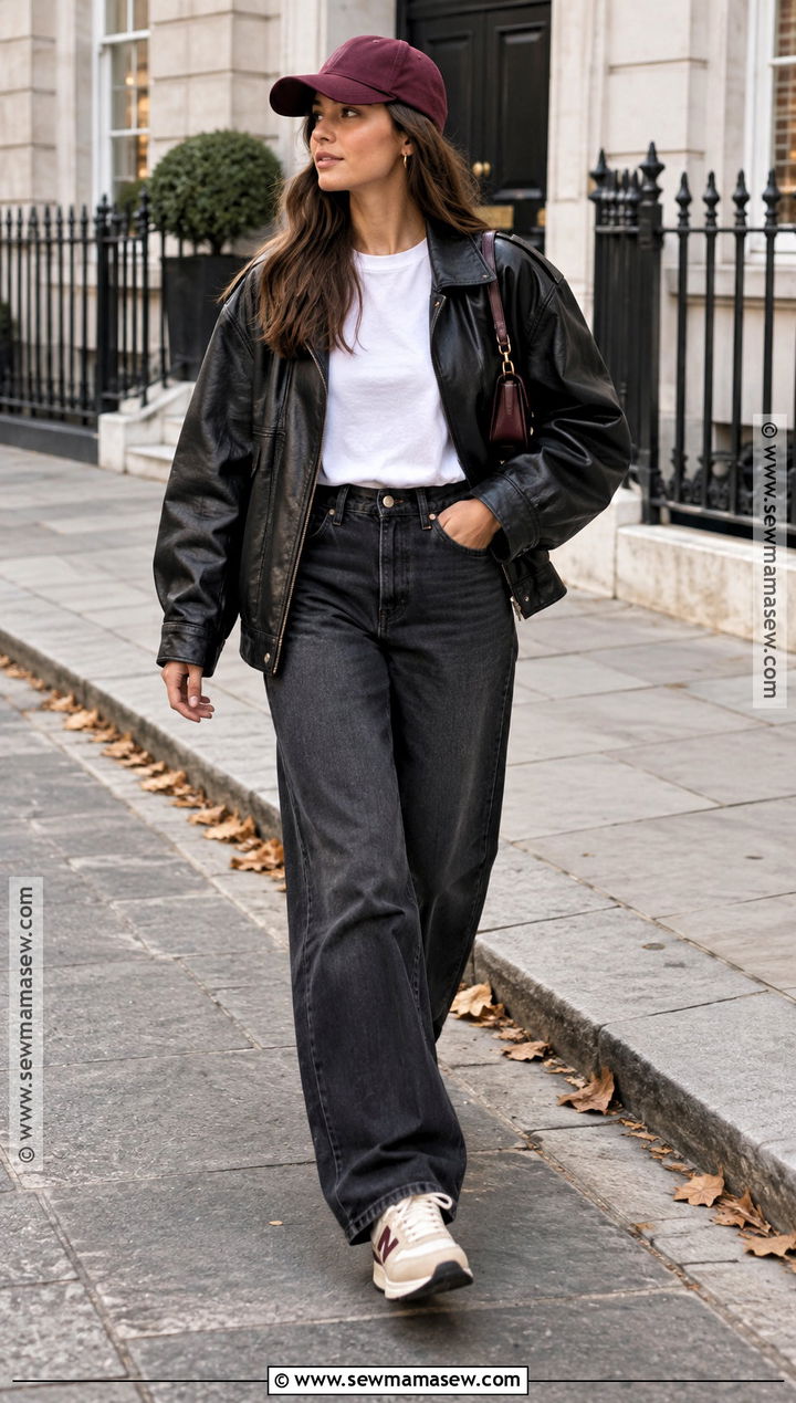 Retro Sneaker Outfit With Baggy Jeans - 15 Sneaker Outfit Fall Ideas