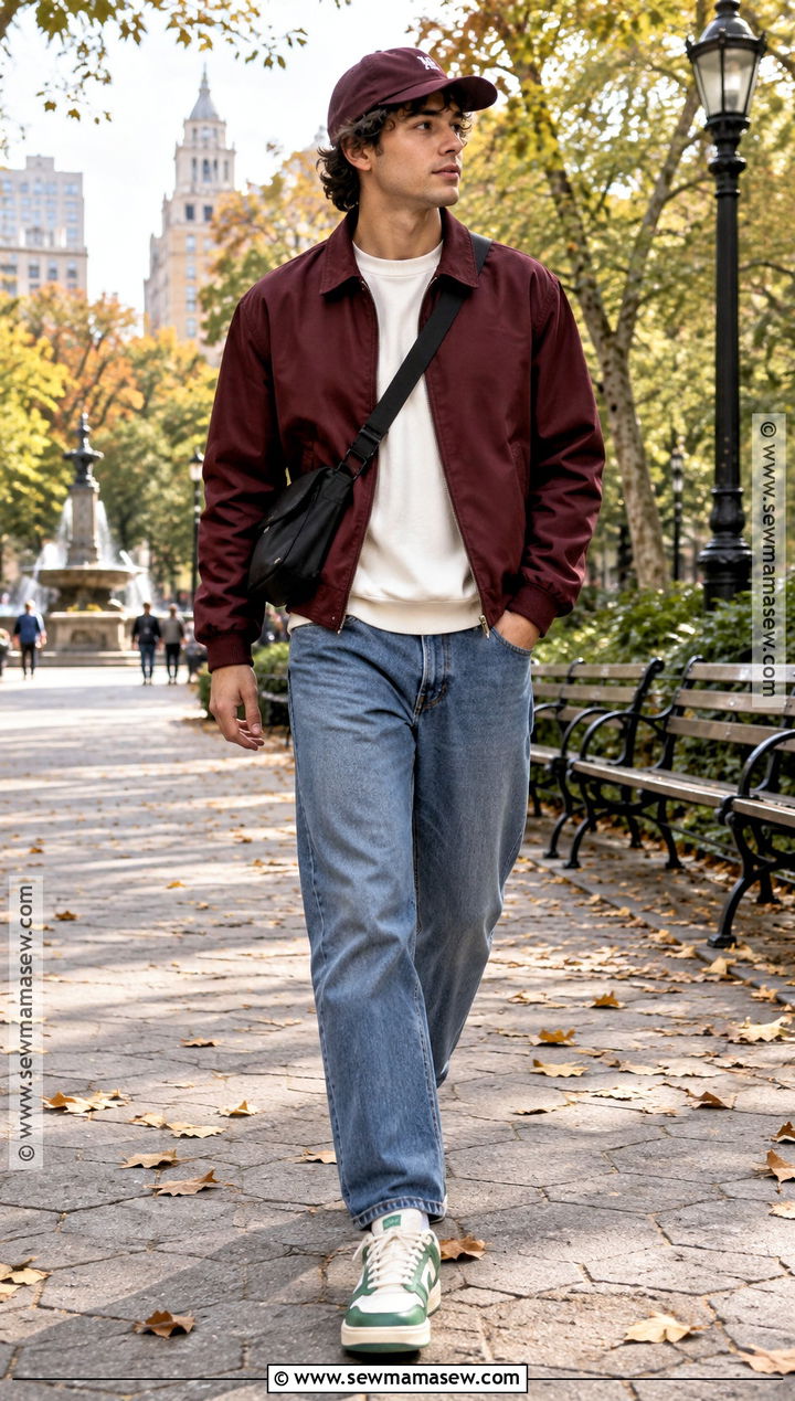 Retro Sneakers With Relaxed Jeans and Harrington Jacket - 15 fall shoes 2026 for men