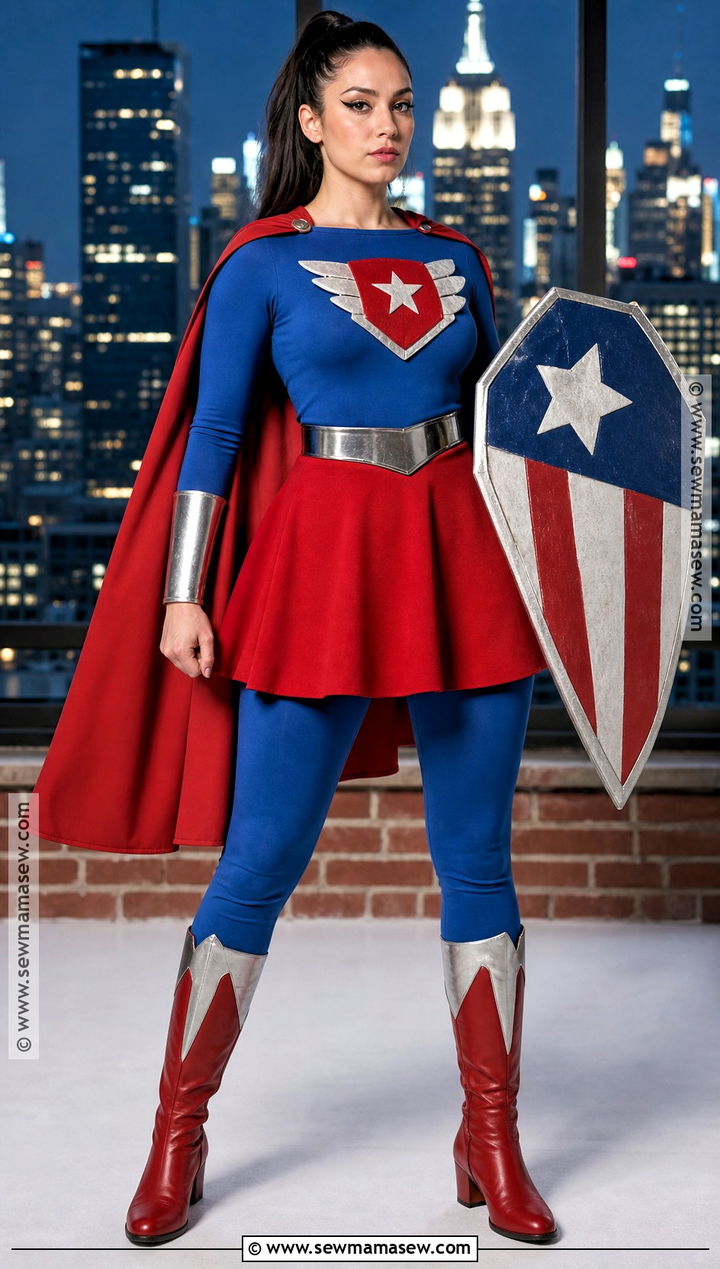 Retro Superhero Costume With Cape - 45 women halloween costume ideas