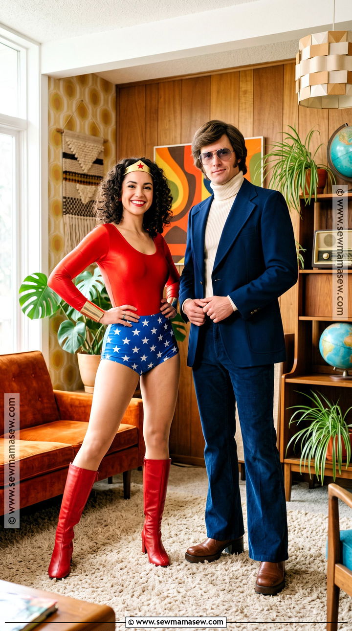 Retro Wonder Woman And Secret Agent Couple Costume - 30 wonder woman couple costume ideas