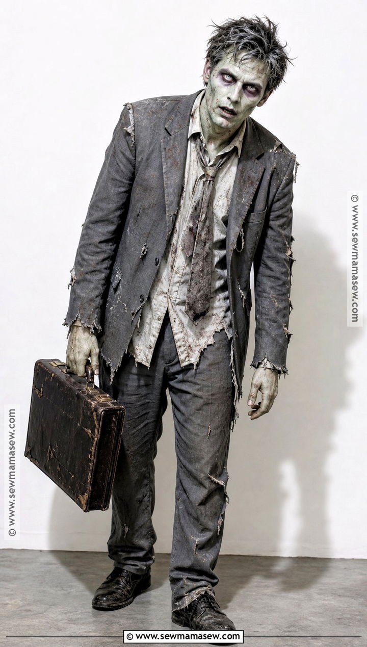 Retro Zombie Costume With Tattered Suit - 45 mens halloween costumes