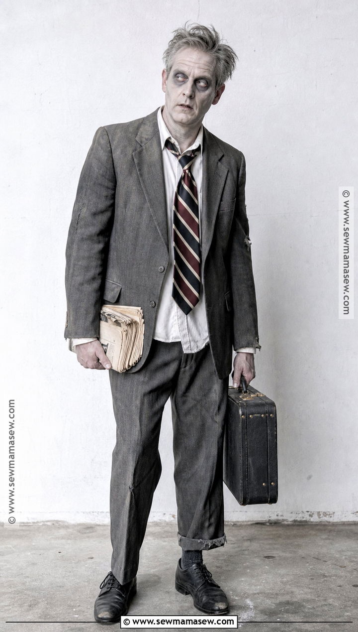 Retro Zombie Costume With Tattered Suit - 45 Halloween Costumes for Men