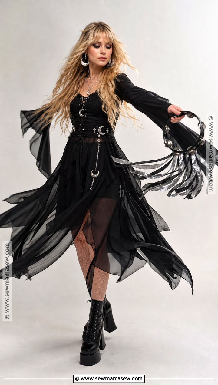 Rhiannon Black Chiffon Costume - 35 stevie nicks costume ideas