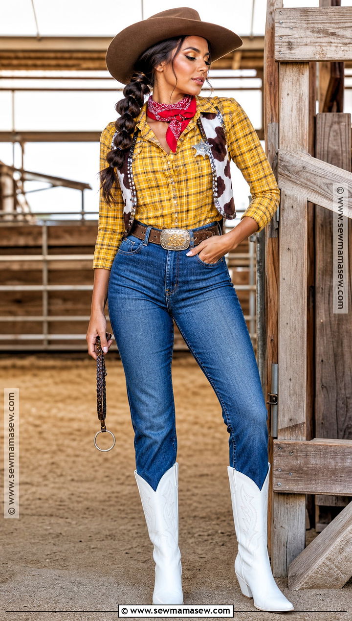 Rhinestone Woody Costume With White Boots - 30 woody costume women's ideas