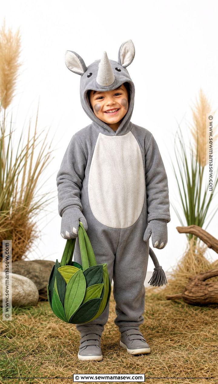 Rhino Costume With Soft Horn - 35 animal costumes for kids