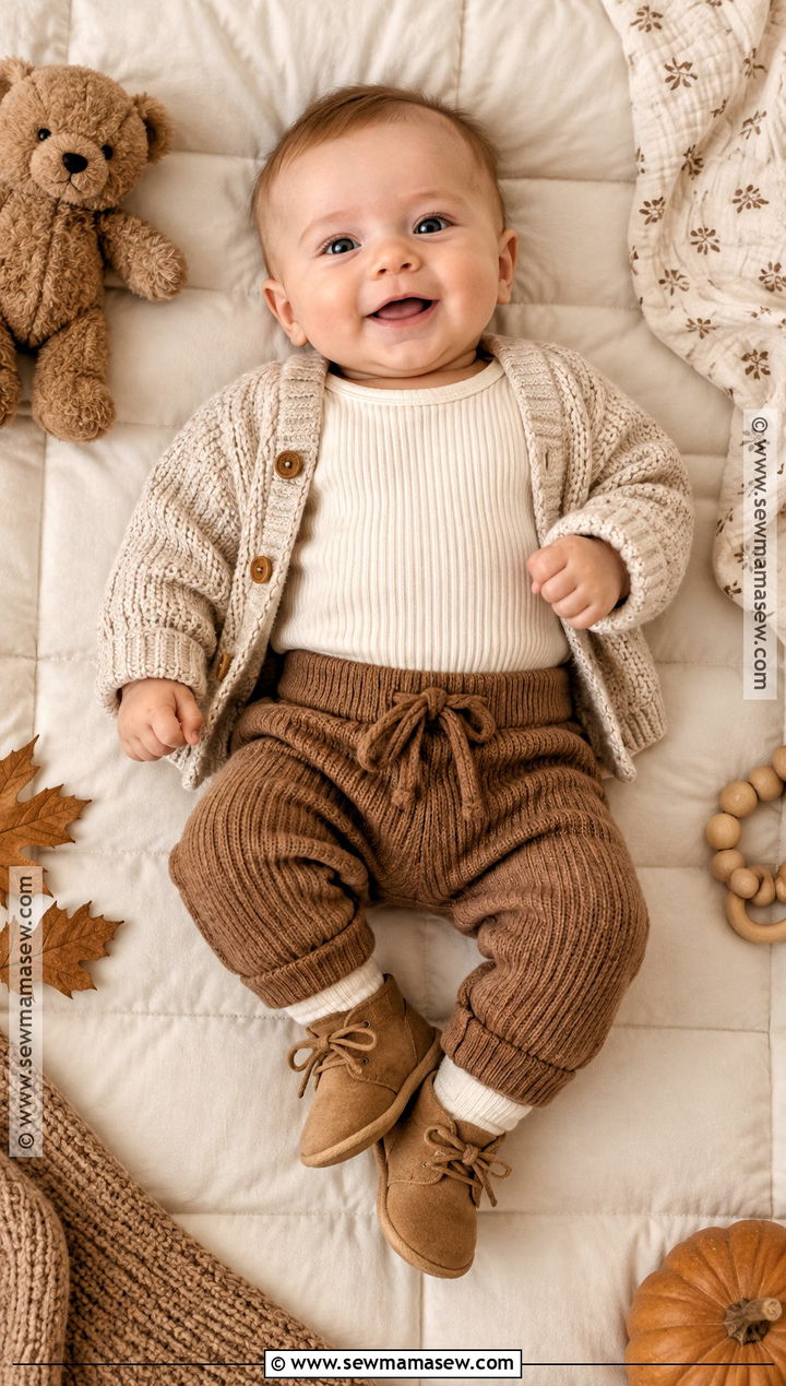 Ribbed Bodysuit and Knit Pants Newborn Boy Outfit - 15 fall newborn outfits for boys