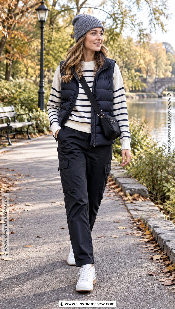 Ribbed Knit Beanie With Puffer Vest Outfit - 15 Knit Accessories Fall Fashion