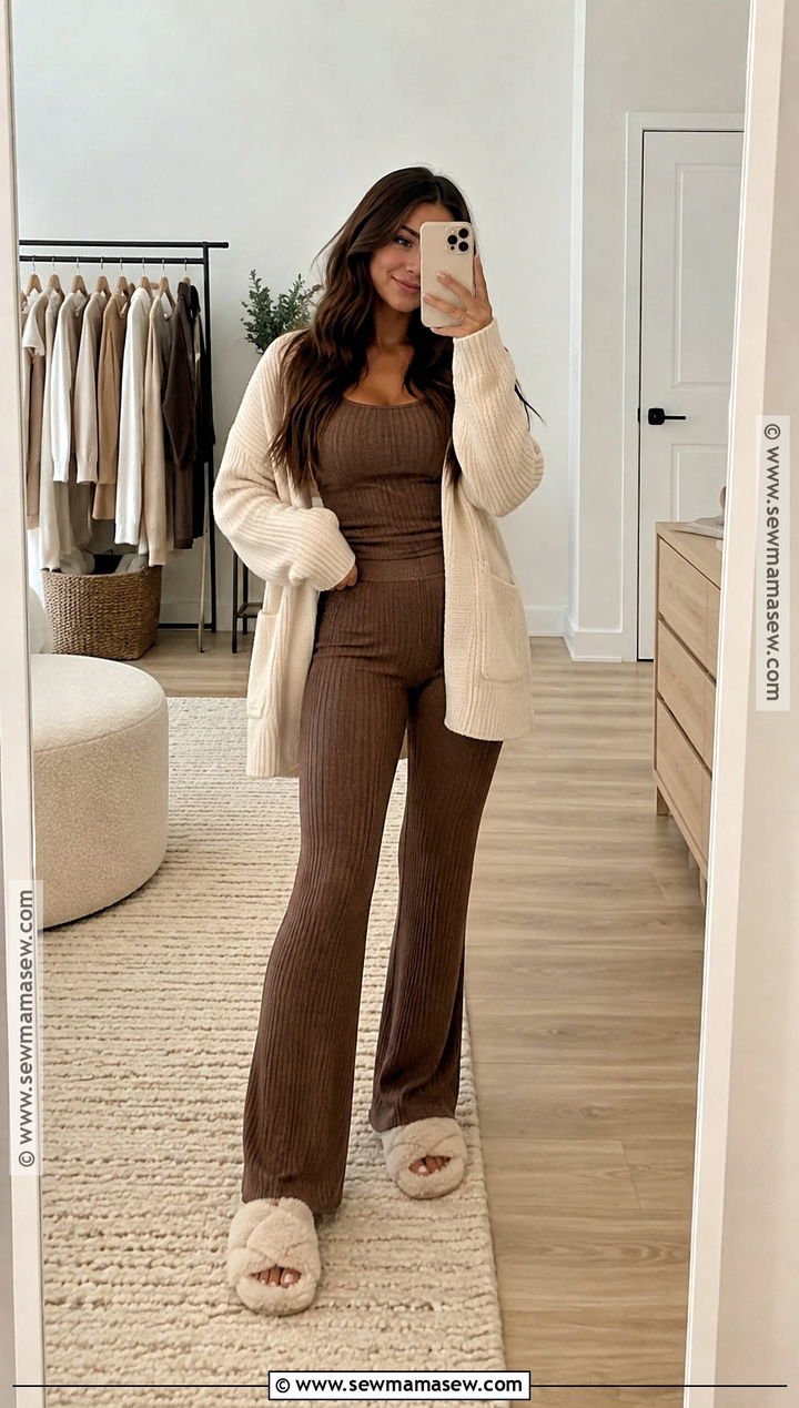 Ribbed Knit Pajama Set - 20 autumn pajamas