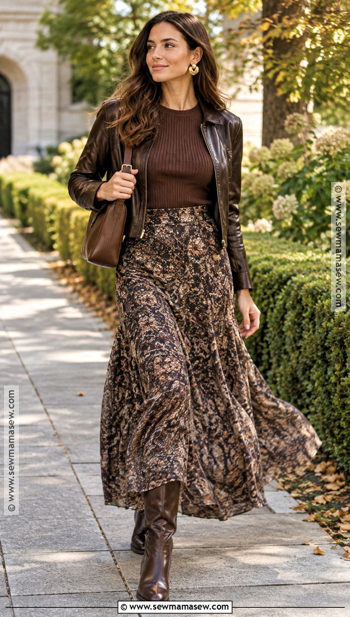 Ribbed Long Sleeve Shirt With Maxi Skirt - 20 fall shirt ideas