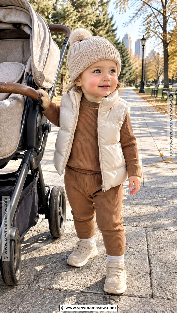 Ribbed Set And Puffer Vest Baby Fall Outfit - 20 baby fall outfits for girls