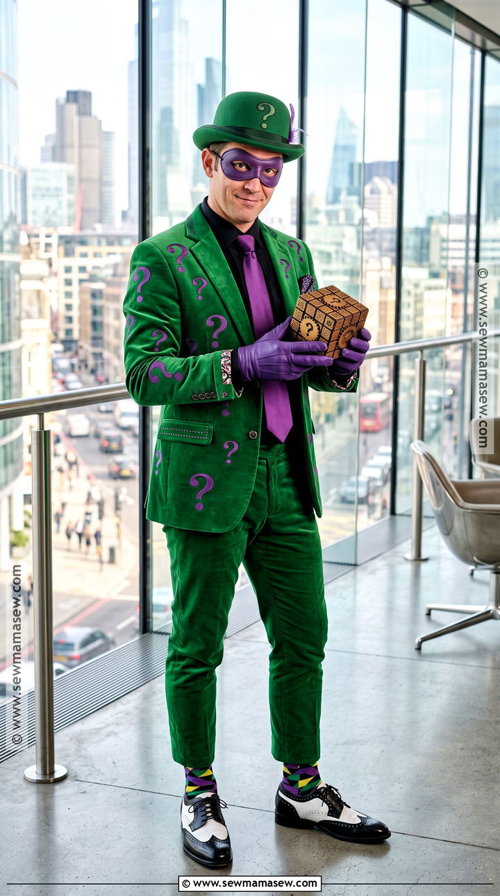 Riddler Costume With Green Suit - 30 Villain Costume Ideas