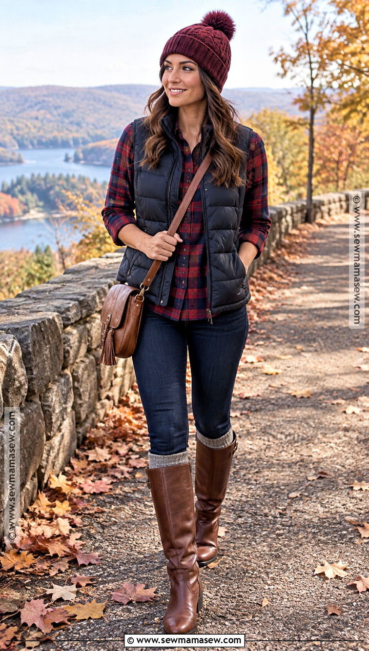 Riding Boots With Flannel Shirt And Puffer Vest - 15 riding boots fall outfit