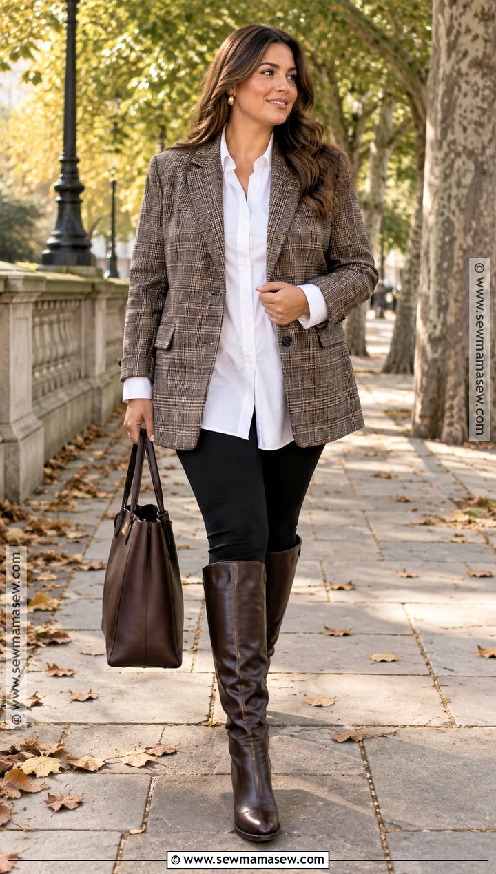 Riding Boots With Leggings And A Blazer - 15 Fall Boot Aesthetic Ideas