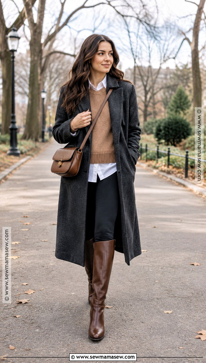 Riding Boots With Leggings And A Long Coat - 15 Fall Fashion 2026 Shoes