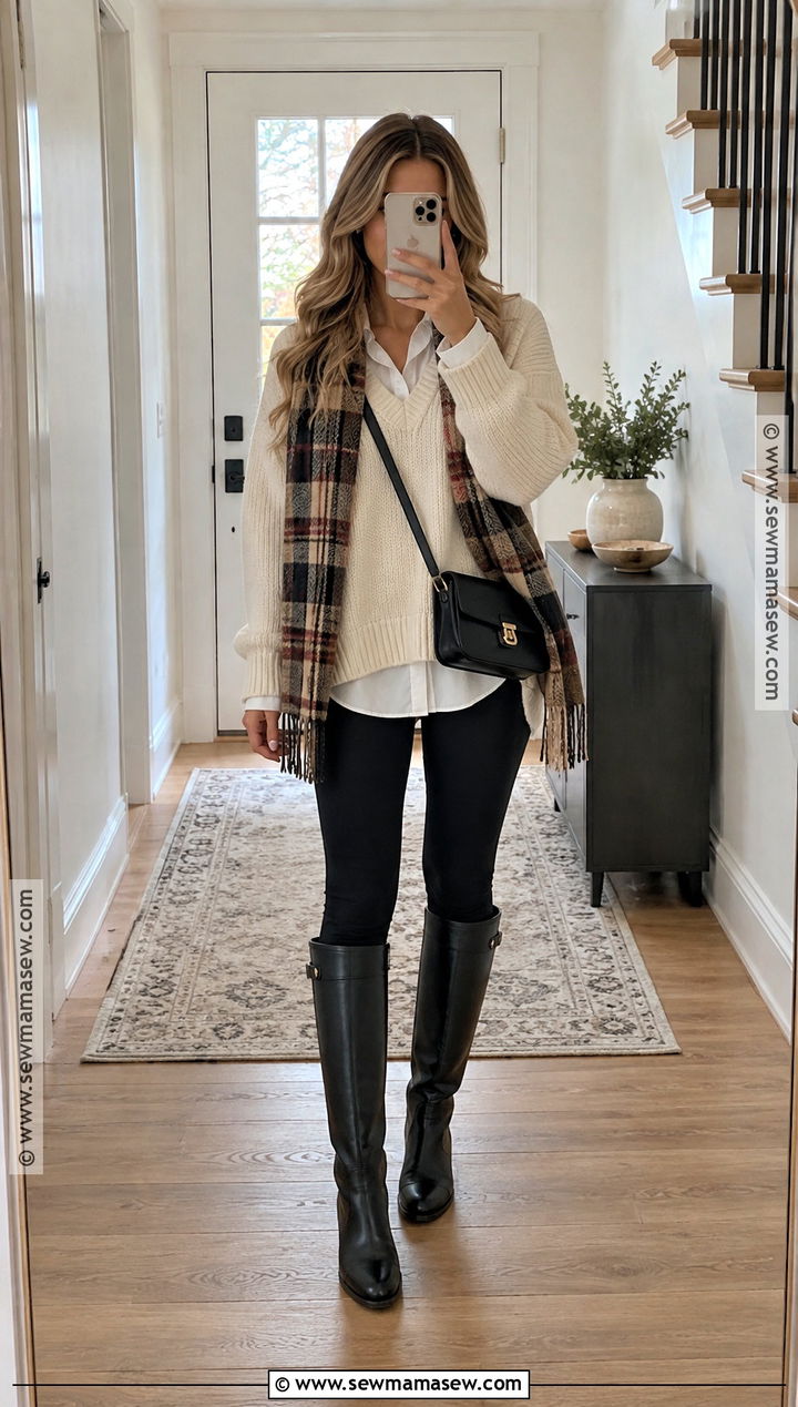 Riding Boots With Oversized Sweater And Leggings - 20 riding boots outfit fall