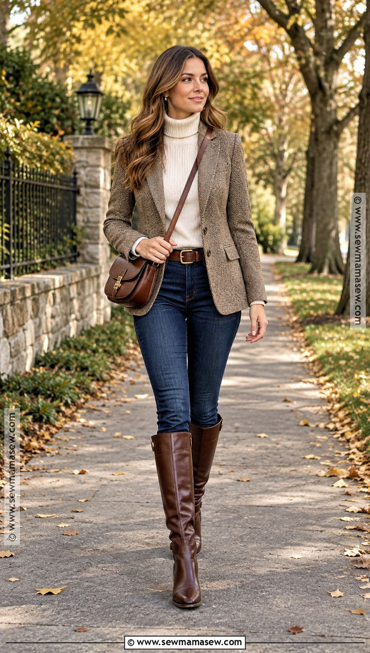 Riding Boots With Skinny Jeans And Blazer - 15 Boots Outfit Fall 2026