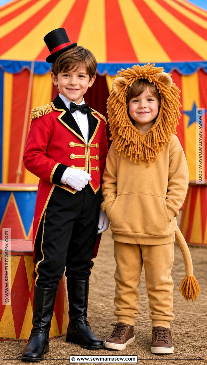 Ringmaster And Circus Lion Costume - 35 brother and sister halloween costumes