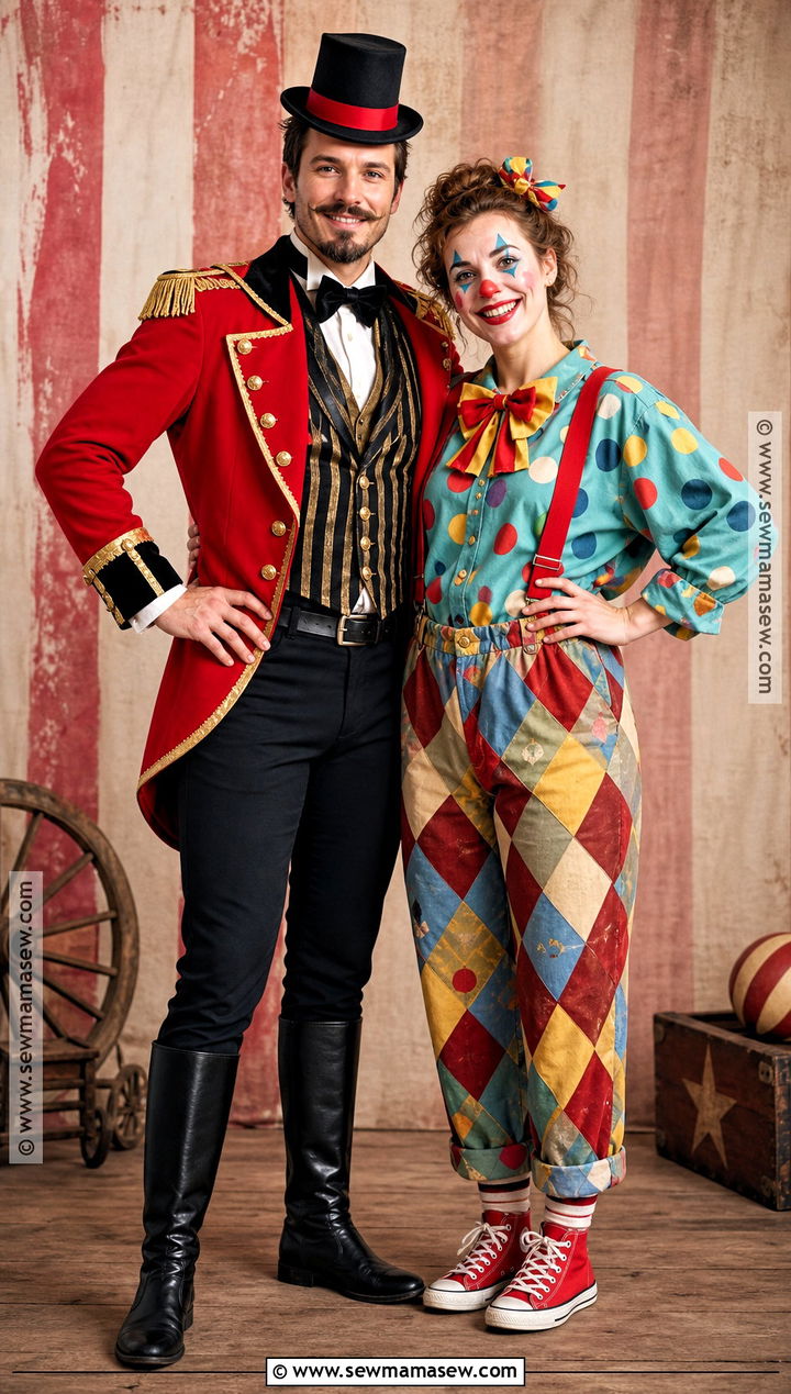 Ringmaster And Clown Couple Costume - 50 couple halloween costumes