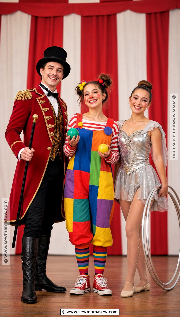 Ringmaster Clown And Acrobat Halloween Outfit - 30 3 Ppl Halloween Outfits