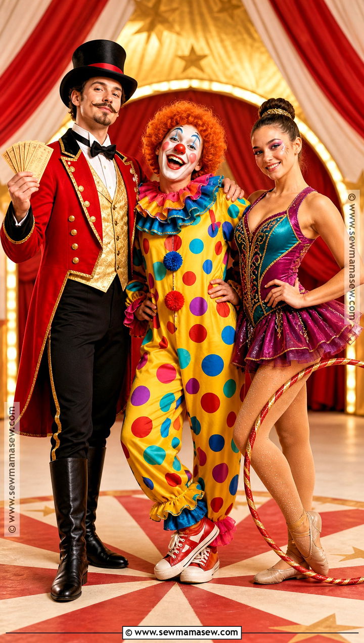Ringmaster Clown And Acrobat Trio Costume - 40 3 people halloween costumes