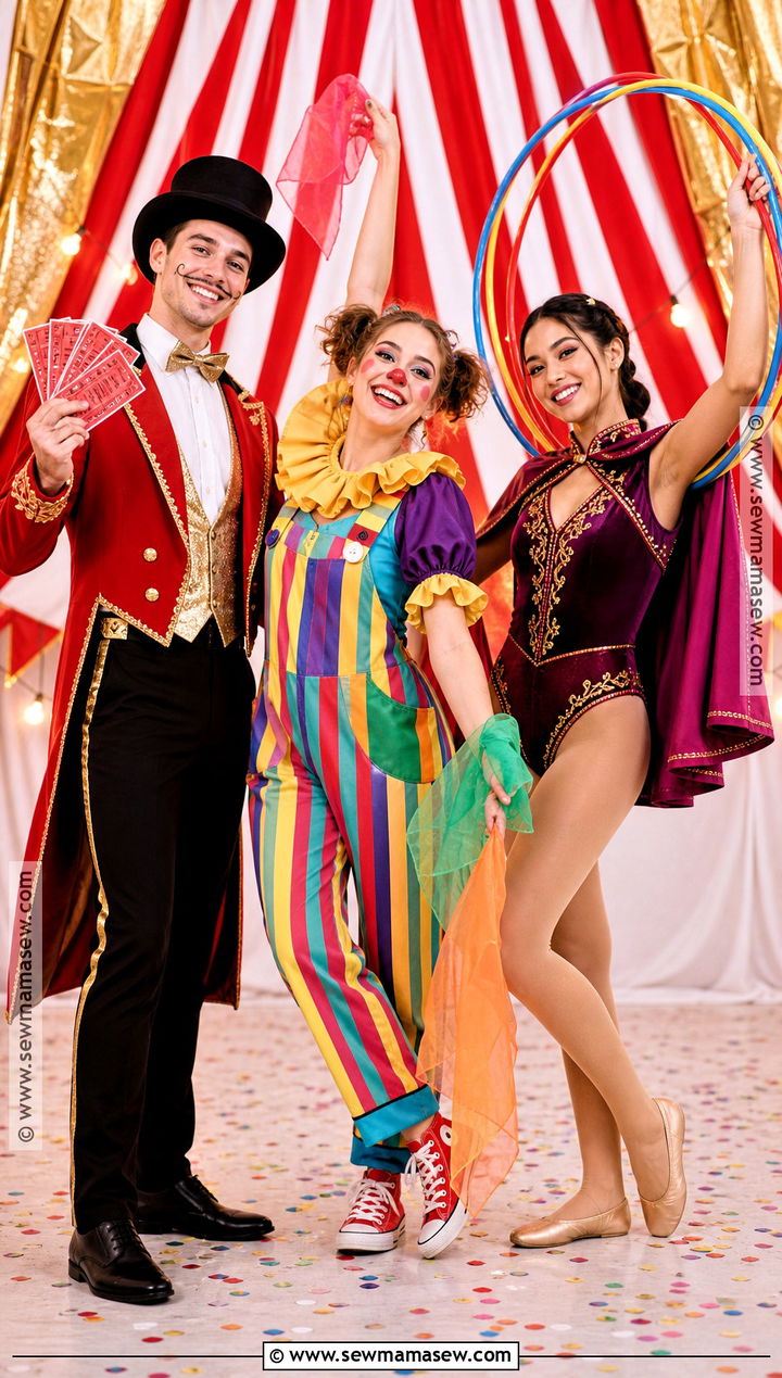Ringmaster Clown And Acrobat Trio Costume - 35 Trio Costumes Halloween