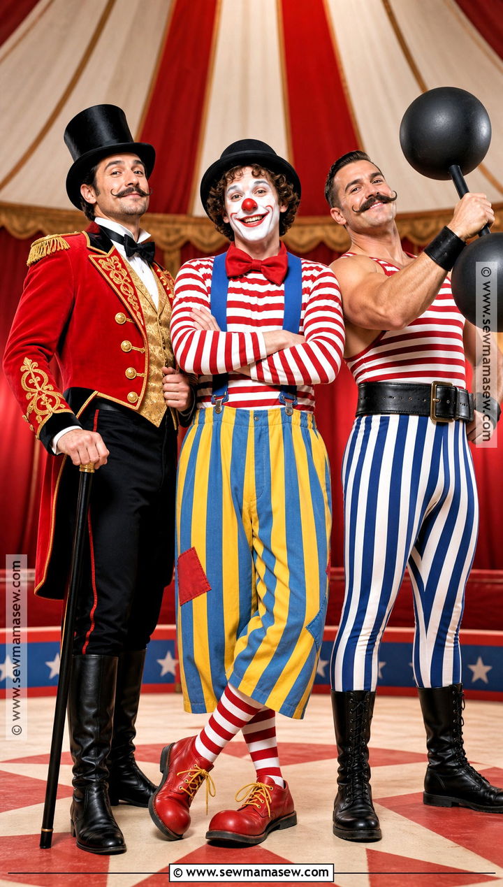 Ringmaster Clown And Strongman Trio Costume - 35 Trio Outfits Halloween